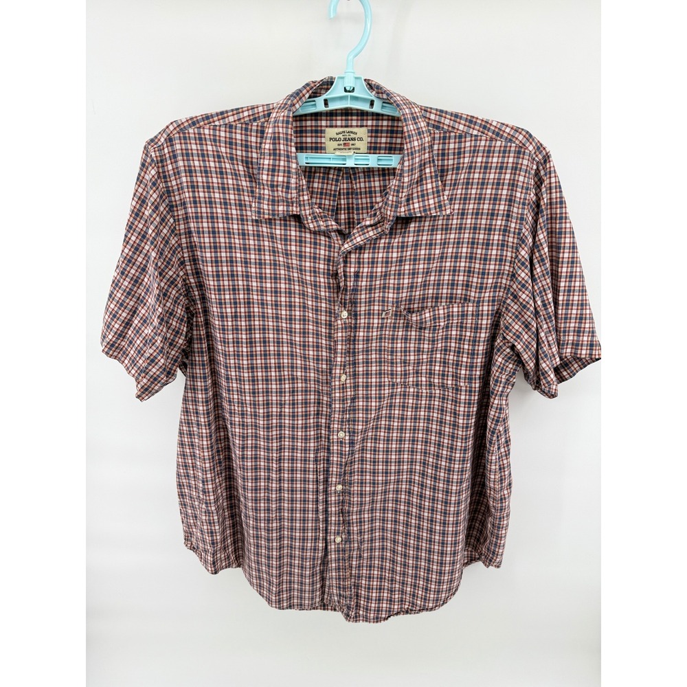 Ralph Lauren Polo Jeans Co. Mens Plaid Button Down Shirt XL RL American Flag
